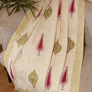 Mehndi Green & Pink Kusum Sofa Throw - Moriyo Decor