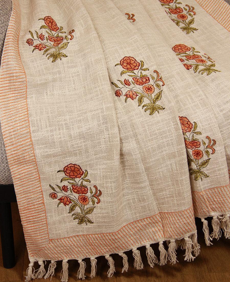 Naarangi Sosan Flower Jute Sofa Throw - Moriyo Decor