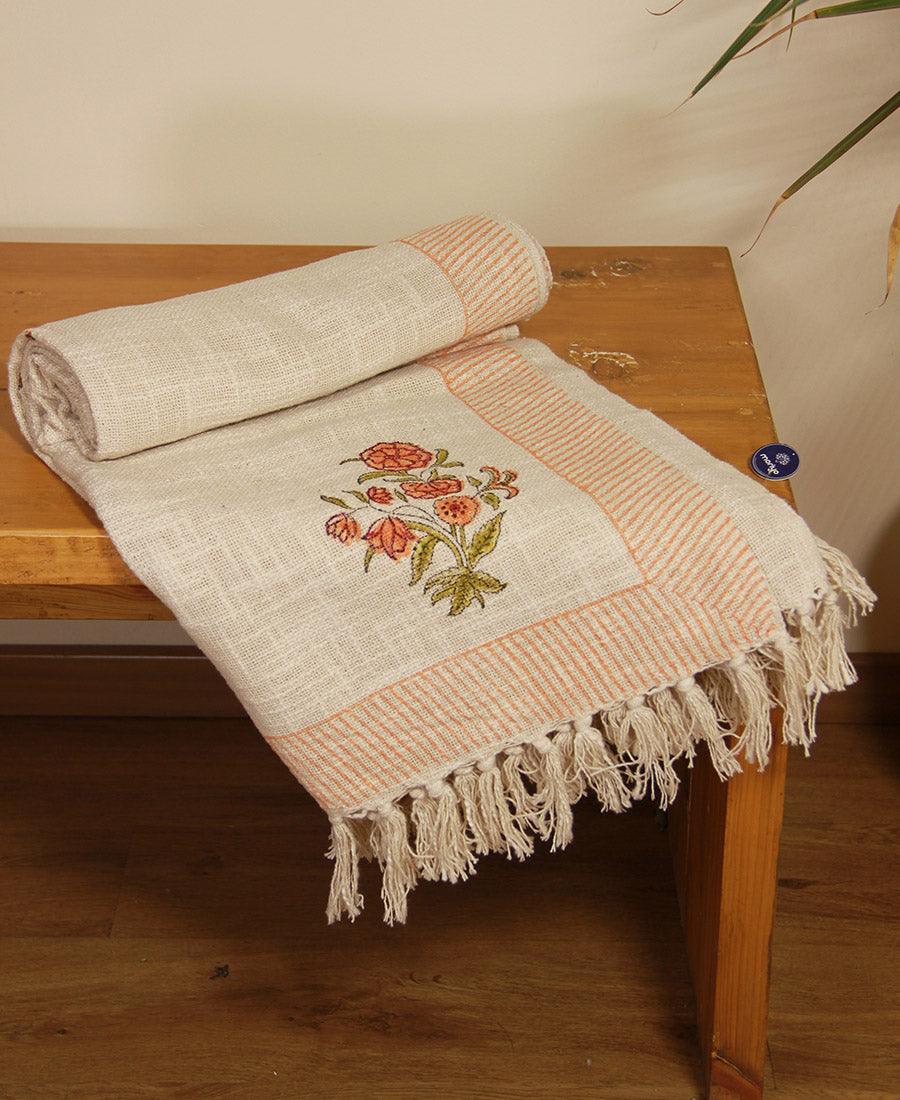 Naarangi Sosan Flower Jute Sofa Throw - Moriyo Decor