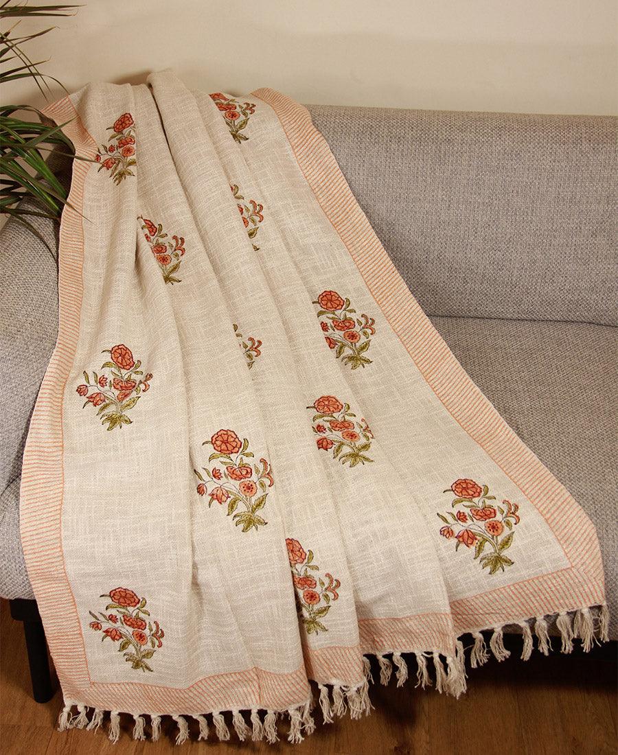 Naarangi Sosan Flower Jute Sofa Throw - Moriyo Decor