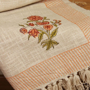 Naarangi Sosan Flower Jute Sofa Throw - Moriyo Decor