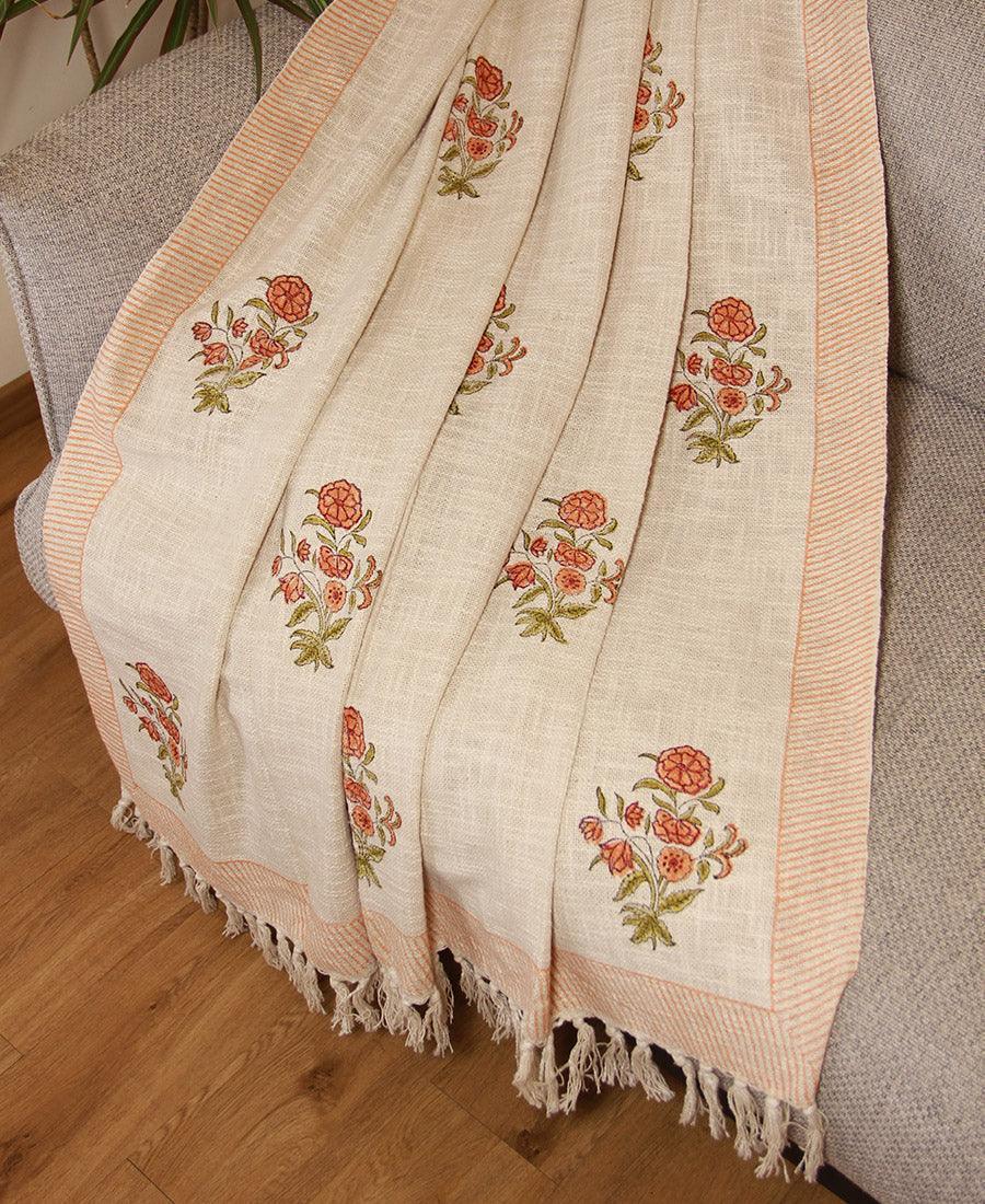 Naarangi Sosan Flower Jute Sofa Throw - Moriyo Decor