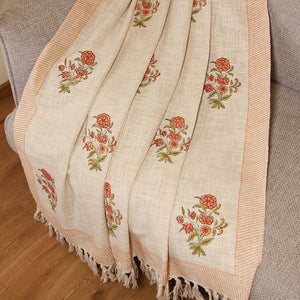 Naarangi Sosan Flower Jute Sofa Throw - Moriyo Decor