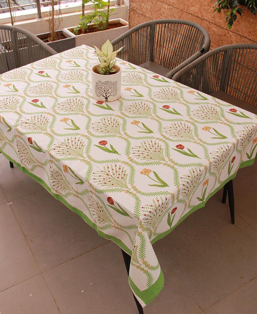 Green Kaner Rajasthani Floral Table Cover - Moriyo Decor