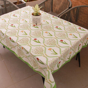 Green Kaner Rajasthani Floral Table Cover - Moriyo Decor