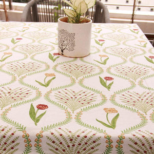 Green Kaner Rajasthani Floral Table Cover - Moriyo Decor