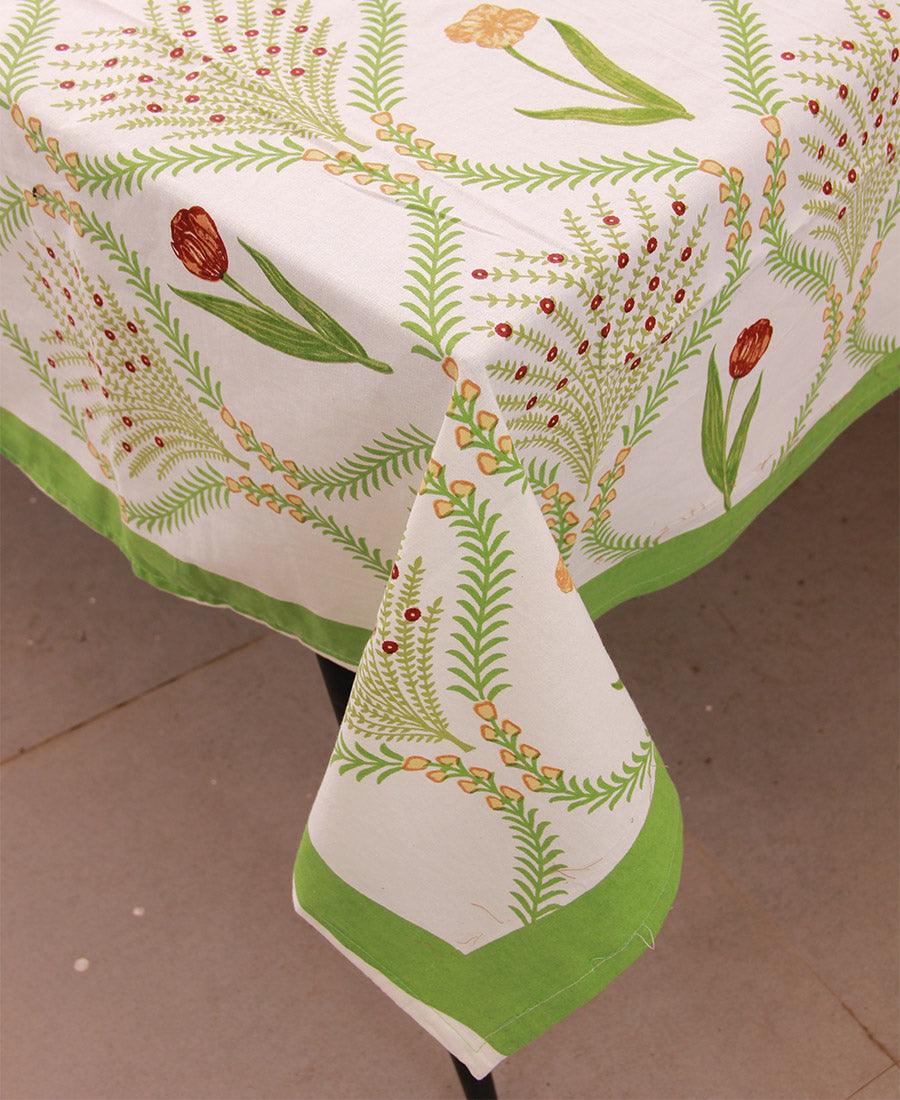 Green Kaner Rajasthani Floral Table Cover - Moriyo Decor