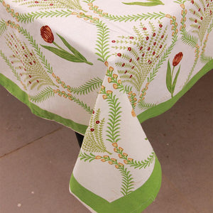 Green Kaner Rajasthani Floral Table Cover - Moriyo Decor