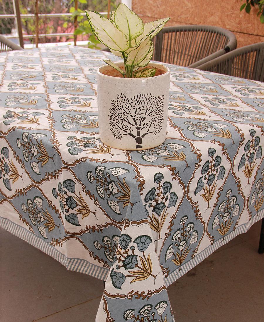 Royal Muddy Blue Floral Boota Table Cover - Moriyo Decor