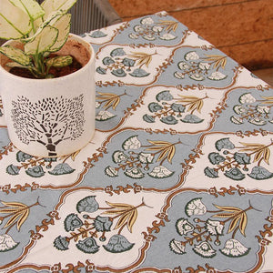 Royal Muddy Blue Floral Boota Table Cover - Moriyo Decor