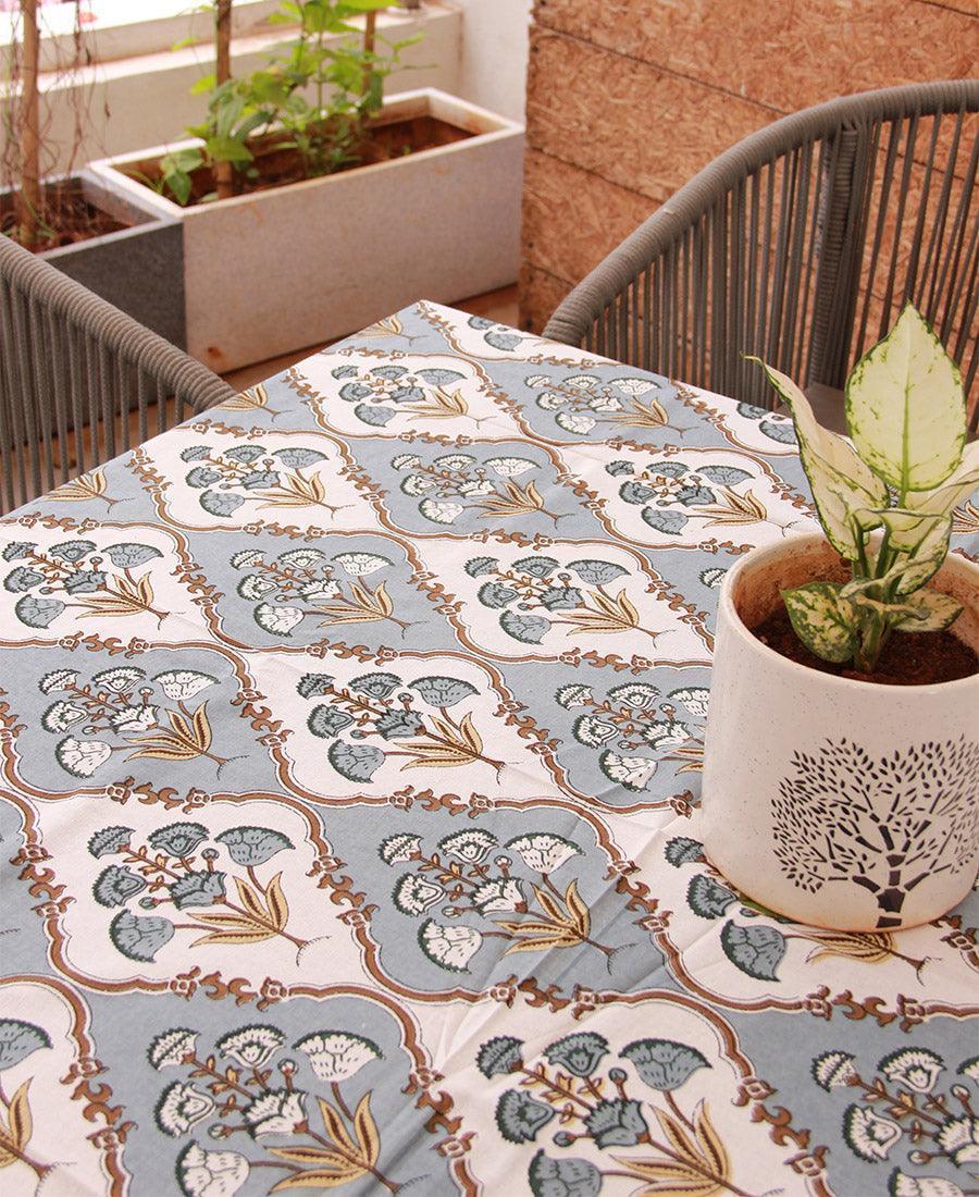 Royal Muddy Blue Floral Boota Table Cover - Moriyo Decor