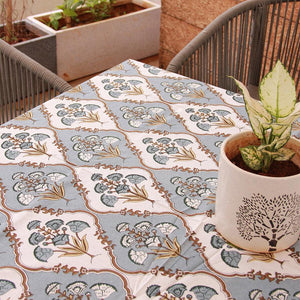 Royal Muddy Blue Floral Boota Table Cover - Moriyo Decor