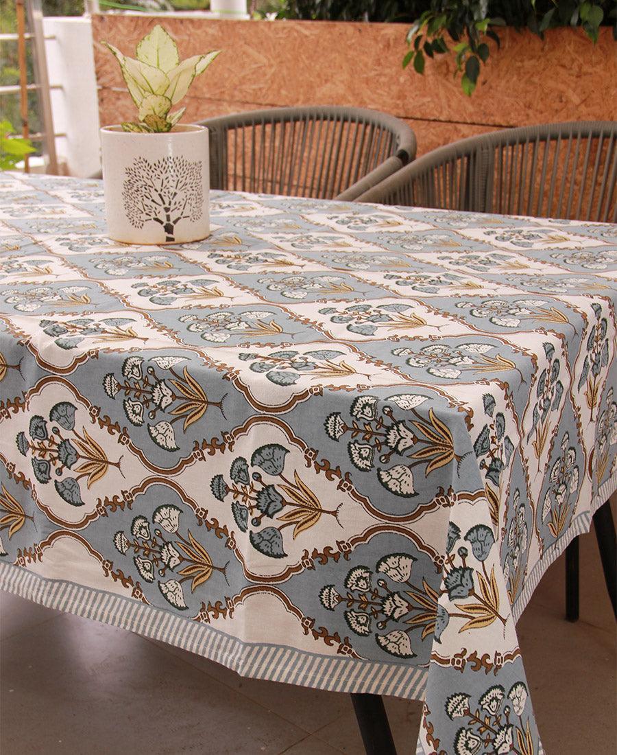 Royal Muddy Blue Floral Boota Table Cover - Moriyo Decor