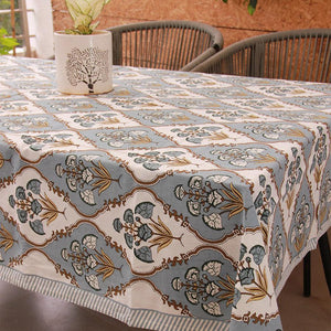 Royal Muddy Blue Floral Boota Table Cover - Moriyo Decor