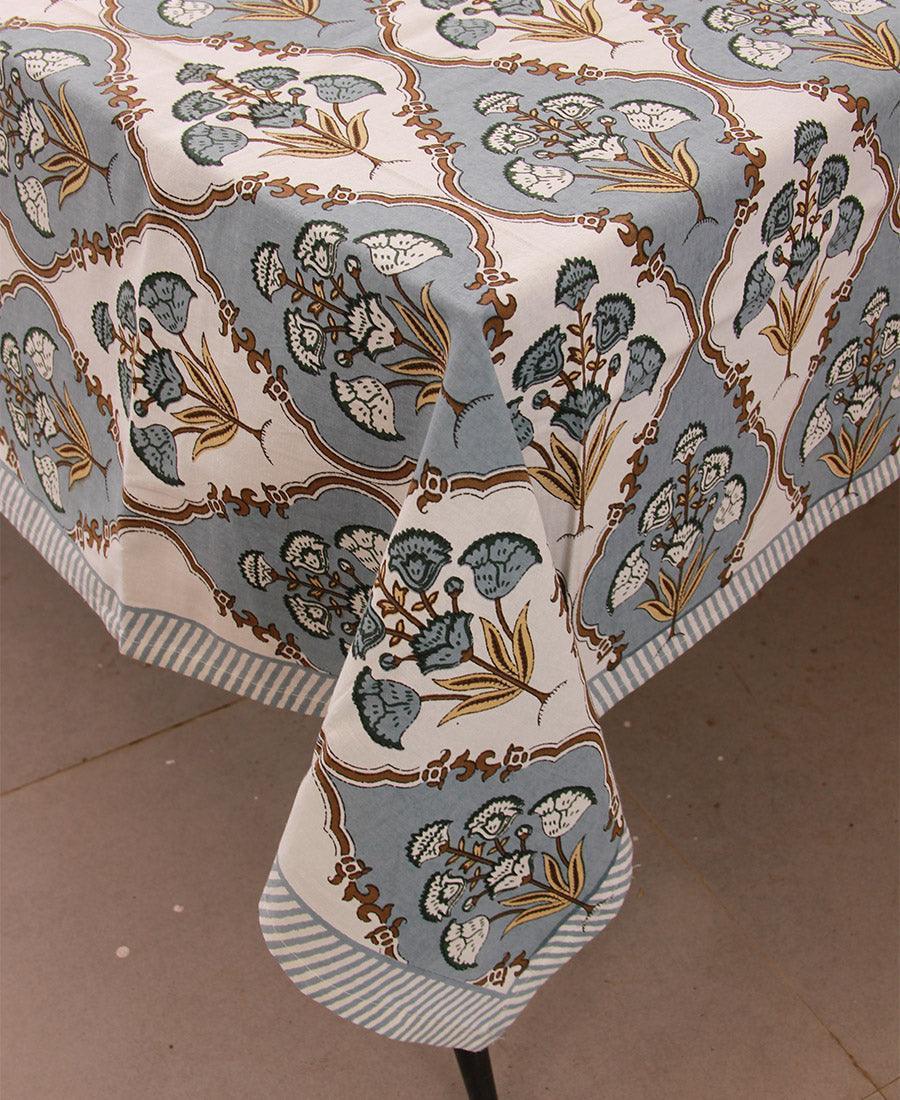 Royal Muddy Blue Floral Boota Table Cover - Moriyo Decor