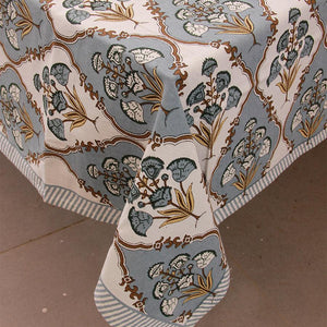 Royal Muddy Blue Floral Boota Table Cover - Moriyo Decor