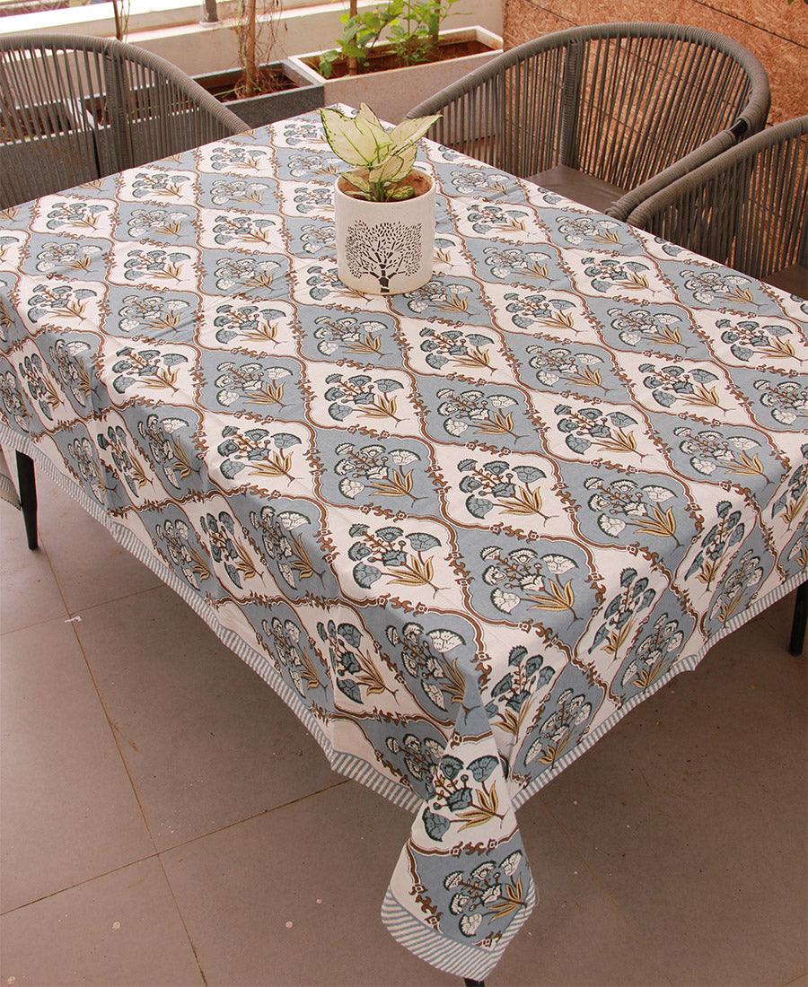 Royal Muddy Blue Floral Boota Table Cover - Moriyo Decor