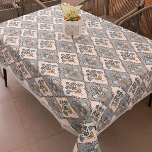 Royal Muddy Blue Floral Boota Table Cover - Moriyo Decor