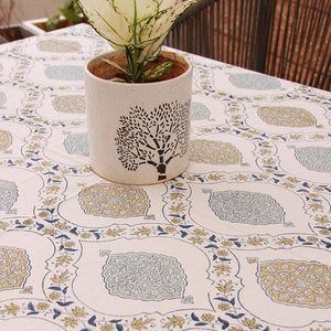 Gold & Blue Arched Petals Table Cover - Moriyo Decor