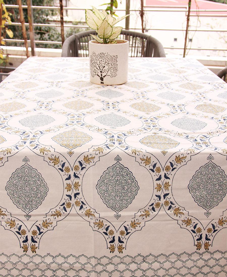 Gold & Blue Arched Petals Table Cover - Moriyo Decor