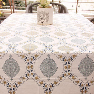 Gold & Blue Arched Petals Table Cover - Moriyo Decor