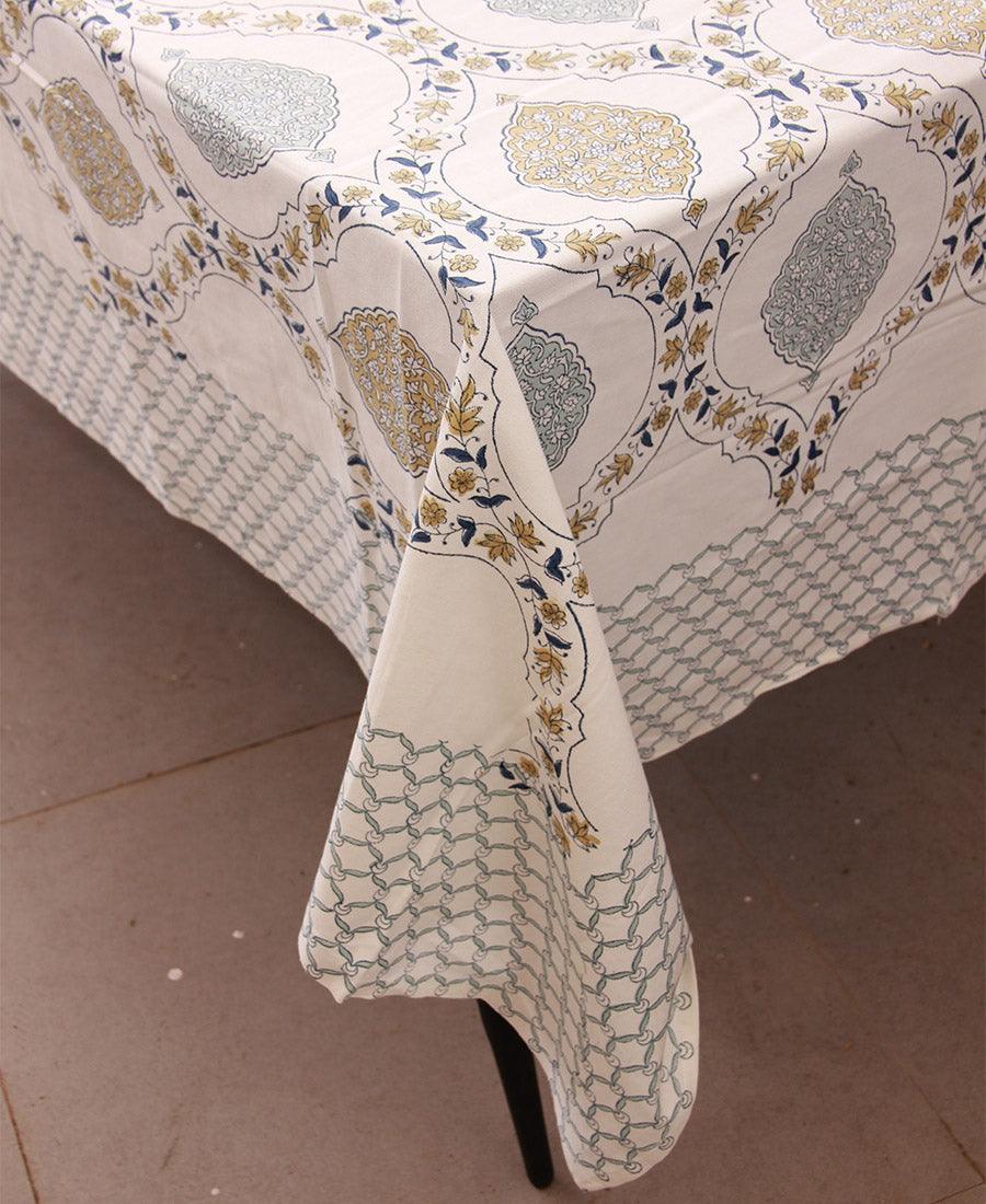 Gold & Blue Arched Petals Table Cover - Moriyo Decor