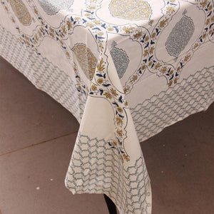 Gold & Blue Arched Petals Table Cover - Moriyo Decor