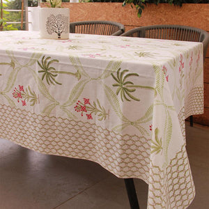 Tulip & Palm Green Table Cover - Moriyo Decor