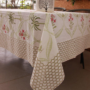 Tulip & Palm Green Table Cover - Moriyo Decor