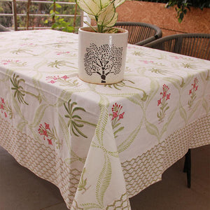 Tulip & Palm Green Table Cover - Moriyo Decor