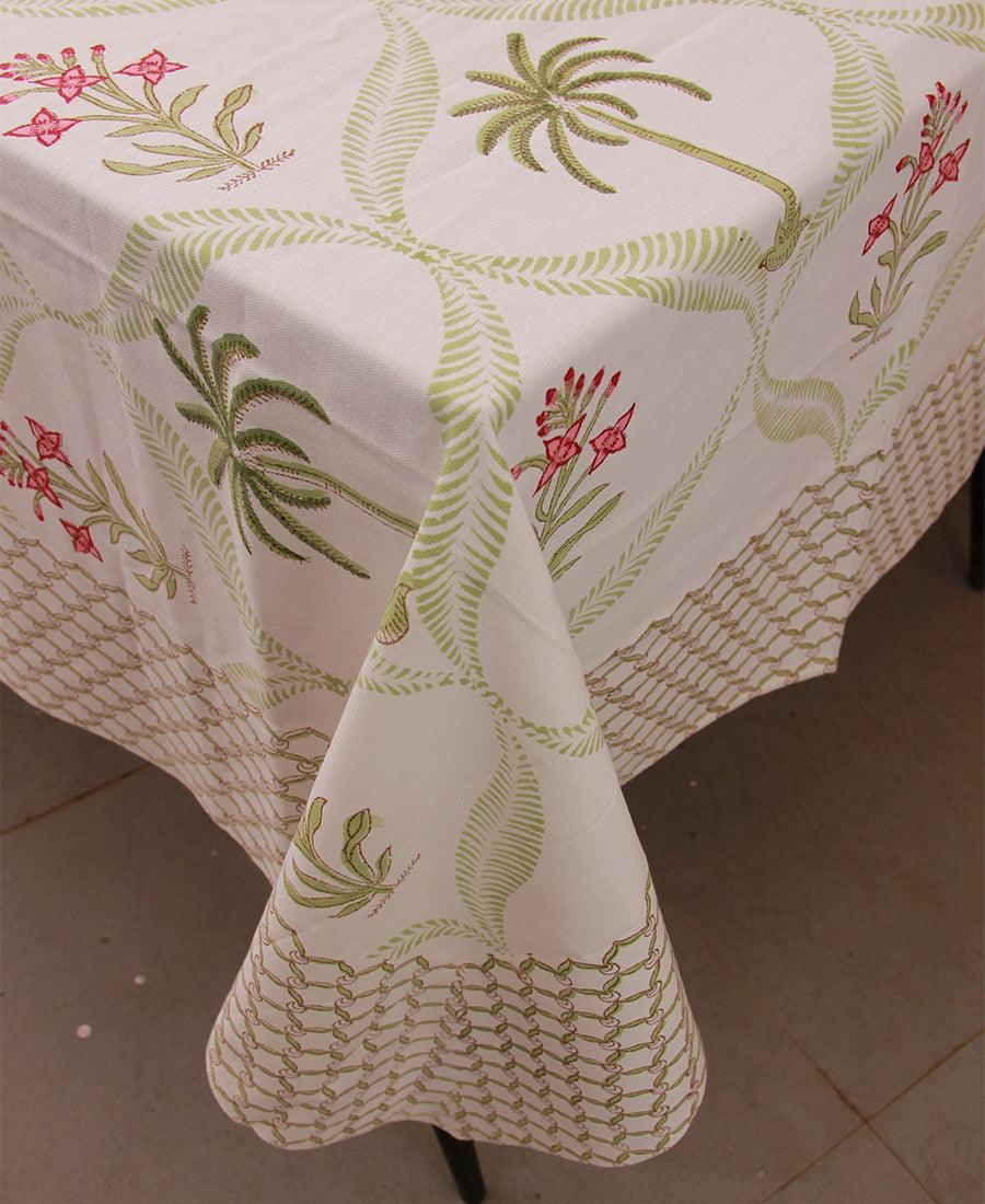 Tulip & Palm Green Table Cover - Moriyo Decor