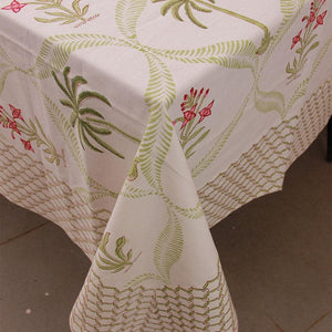 Tulip & Palm Green Table Cover - Moriyo Decor