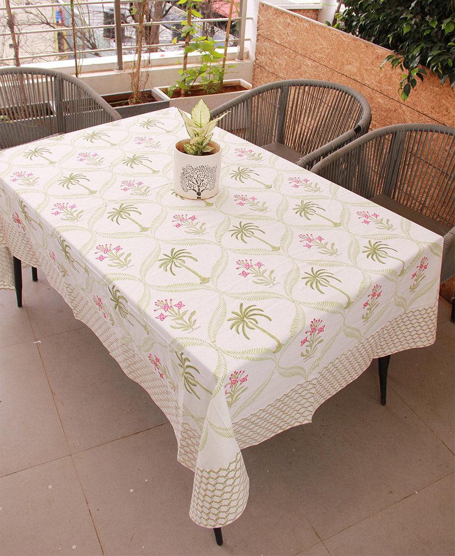 Tulip & Palm Green Table Cover - Moriyo Decor