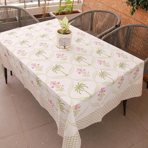 Tulip & Palm Green Table Cover - Moriyo Decor