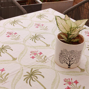 Tulip & Palm Green Table Cover - Moriyo Decor