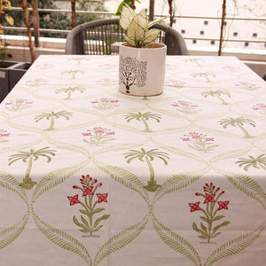 Tulip & Palm Green Table Cover - Moriyo Decor