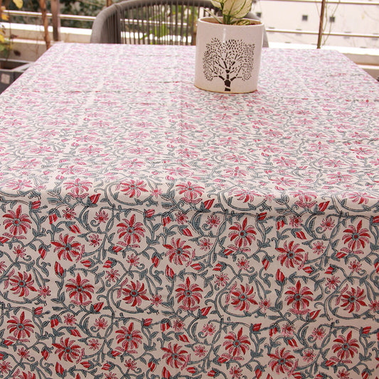 Pink Jaali Floral Table Cover