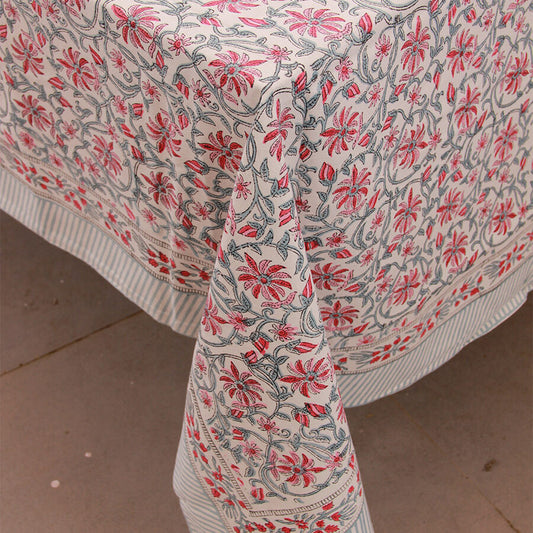 Pink Jaali Floral Table Cover