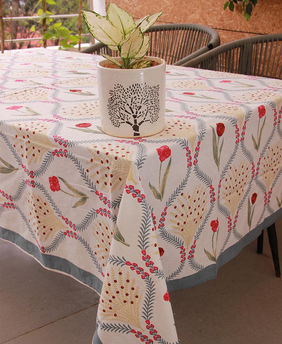 Pink Kaner Rajasthani Floral Table Cover - Moriyo Decor