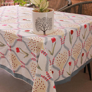 Pink Kaner Rajasthani Floral Table Cover - Moriyo Decor