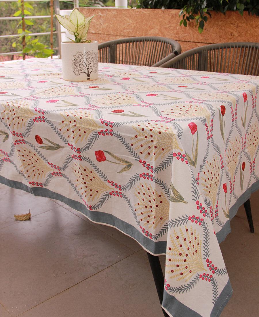 Pink Kaner Rajasthani Floral Table Cover - Moriyo Decor