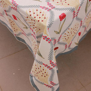 Pink Kaner Rajasthani Floral Table Cover - Moriyo Decor