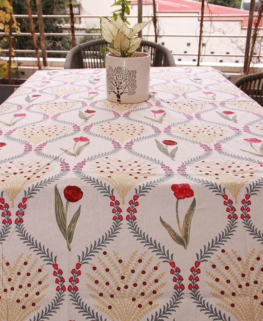 Pink Kaner Rajasthani Floral Table Cover - Moriyo Decor