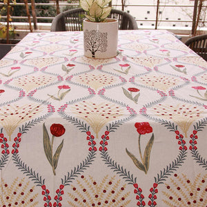 Pink Kaner Rajasthani Floral Table Cover - Moriyo Decor