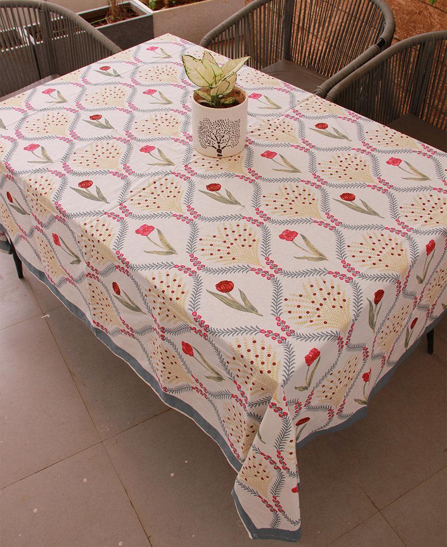 Pink Kaner Rajasthani Floral Table Cover - Moriyo Decor