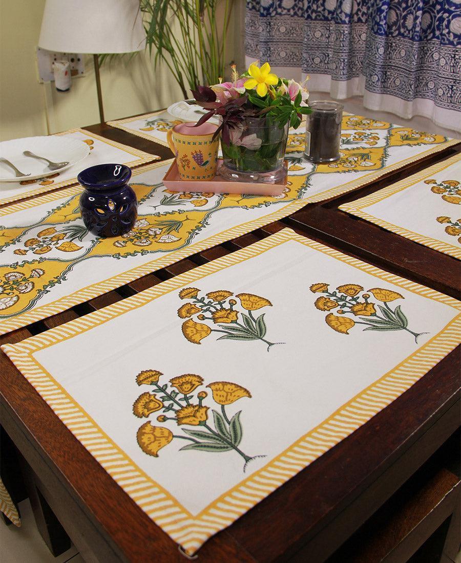 Royal Yellow Floral Boota Table Mat - Moriyo Decor