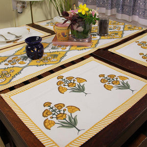 Royal Yellow Floral Boota Table Mat - Moriyo Decor