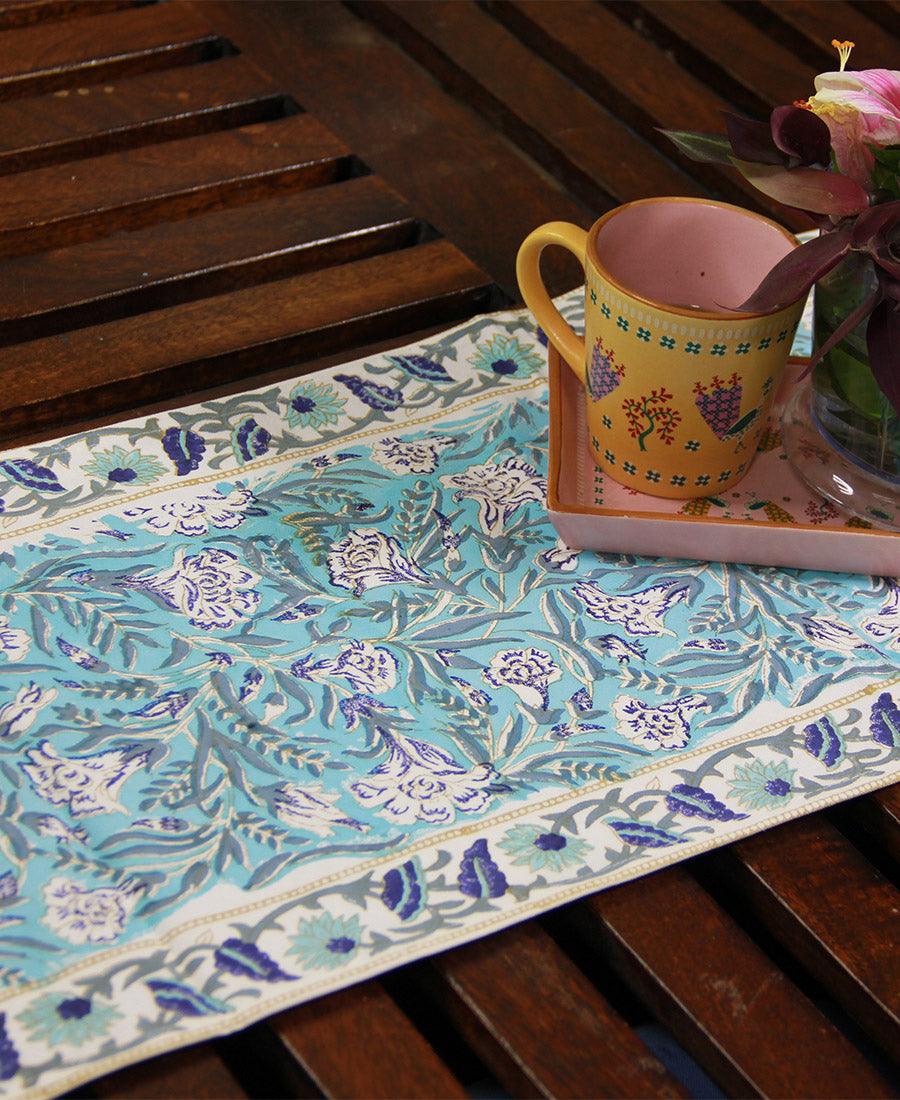 Mughal Mirage in Blues Table Runner - Moriyo Decor