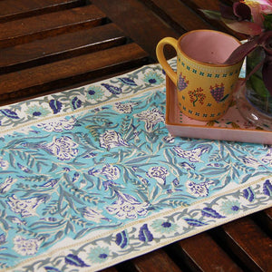 Mughal Mirage in Blues Table Runner - Moriyo Decor