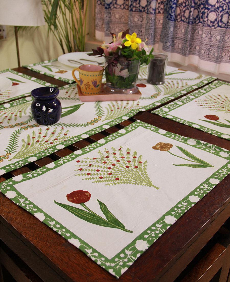 Green Kaner Rajasthani Floral Table Mat - Moriyo Decor